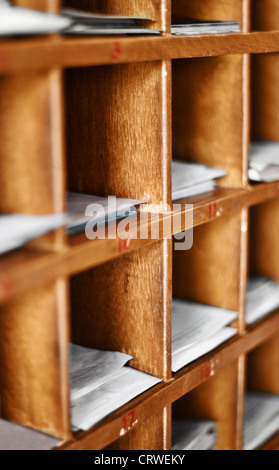 Wood cells with documents - artifacts for buddhist divination Stock Photo
