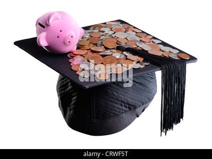 Piggy bank and mortar board concept Stock Photo