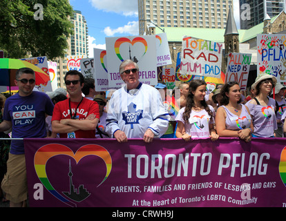 Brian Burke, Toronto Maple Leafs General Manager pictured at the 2012 Pride Parade with Rick Mercer. July 1 2012, Toronto Canada Stock Photo