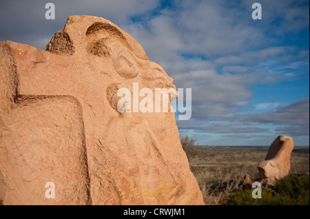 Details of Living Desert Sculpture Site, an open-air art exhibition set up in the Outback of Broken Hill, New South Wales Stock Photo