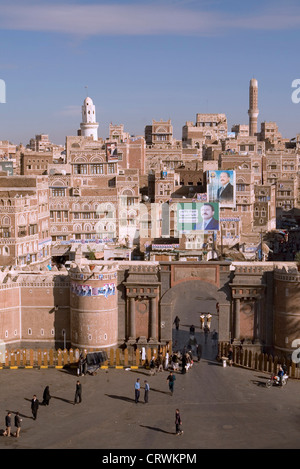 Bab al-Yemen - entrance to the Old City, Sana'a, Amanat al-Asimah, Yemen Stock Photo