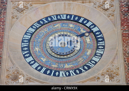 Astrological clock, Hampton Court Palace, Hampton, London Borough of Richmond upon Thames, Greater London, England, United Kingdom Stock Photo