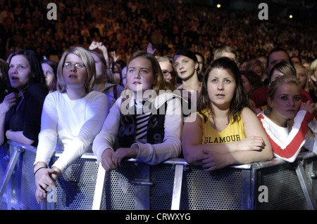 Fans at a Robbie Williams concert in Helsinki Stock Photo