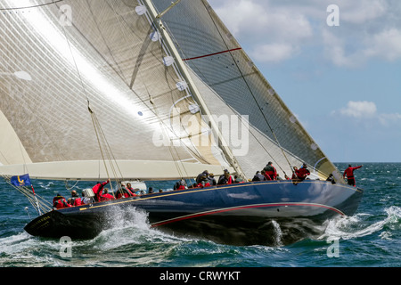 J class boat Velsheda racing in Falmouth UK, 30/6/2012 Stock Photo