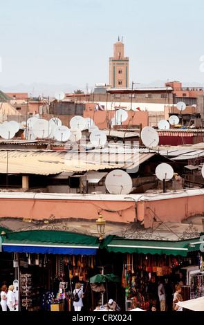 Satellite dishes, Dlemma el Fna square Marrakech Morocco Africa Stock Photo