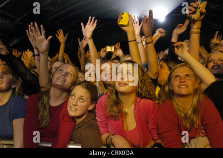 Fans at a Robbie Williams concert in Helsinki Stock Photo