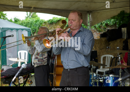 Trad. Jazz Players  Performing at a Jazz Picnic Stock Photo