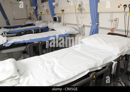 Two empty beds in a hospital ward. Stock Photo