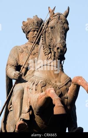 Emperor Menelik statue, Piazza addis ababa, ethiopia Stock Photo