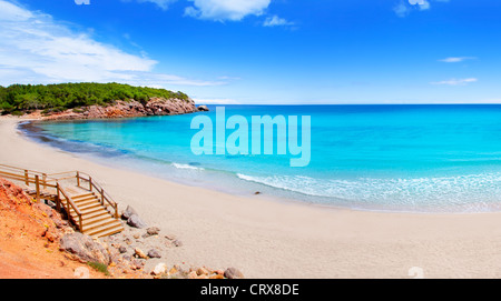 Cala Nova beach in Ibiza island with turquoise water in Balearic Mediterranean Stock Photo