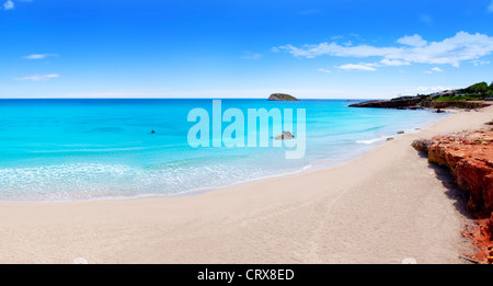 Cala Nova beach in Ibiza island with turquoise water in Balearic Mediterranean Stock Photo