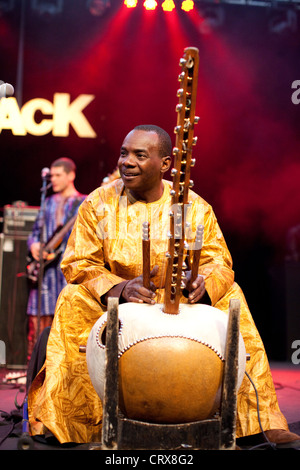 Toumani Diabaté from Mali on the main stage at the Back2Black Music Festival, London, UK Stock Photo