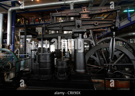 Rolling Mill engines - the Think Tank Museum in Birmingham Large engineer made in 1820, smaller in 1840. Engines power machinery to roll metal to the required thickness. Used by Charles Emery and George Ellis and sons at Wychall Mill, Kings Norton Birmingham until 1943 Stock Photo