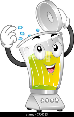 Mascot Illustration Featuring a Blender Putting Ice on Itself Stock Photo