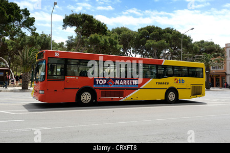 TIB buses in the balearic islands of menorca spain Stock Photo