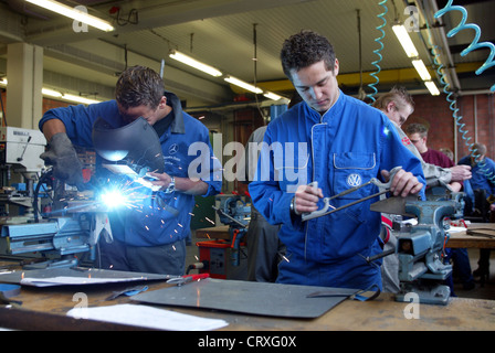 Trainees body and vehicle mechanic in HOUSE OF CRAFT in Food Stock Photo