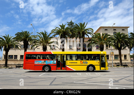 TIB buses in the balearic islands of menorca spain Stock Photo