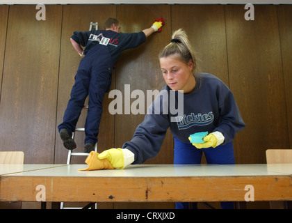 Trainees to facades and building cleaners Stock Photo