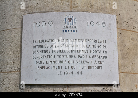 WW2 memorial plaque in Rouen, France Stock Photo