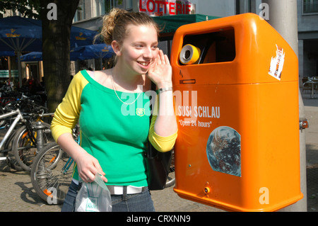 Talking trash can of the BSR, Berlin Stock Photo