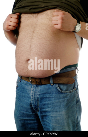 fat man shows his hairy belly Stock Photo - Alamy