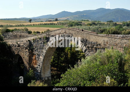 Italy, Lazio, Vulci, archeological park, Abbadia medieval bridge Stock Photo