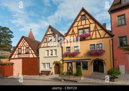 Houses with Timber framing (half-timbered) on Herrngasse in Rothenburg ob der Tauber, Germany Stock Photo