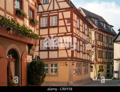 Half-timbered Townhouses in Old Town of Rothenburg ob der Tauber, Bavaria, Germany Stock Photo