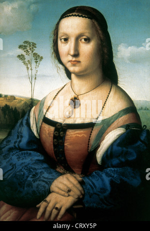 Raphael (1483-1520). Italian painter. Portrait of Maddalena Doni. Oil on wood, 1506-1507. Pitti Palace. Florence. Italy. Stock Photo