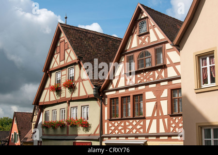 Houses with Timber framing (half-timbered) in Rothenburg ob der Tauber, Germany Stock Photo