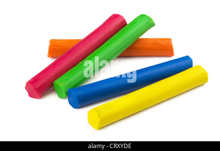 Color sticks of modeling clay isolated on white Stock Photo