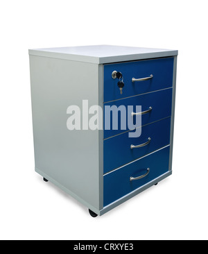 Four drawers of office filing cabinet isolated on white Stock Photo