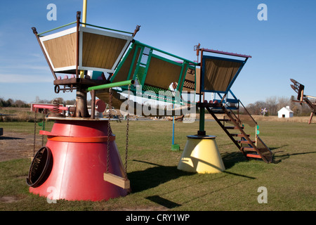 My Mother's Cottage by Bridget Beck, fabricated steel and painted 2006/04. Franconia Sculpture Park Franconia Minnesota MN USA Stock Photo