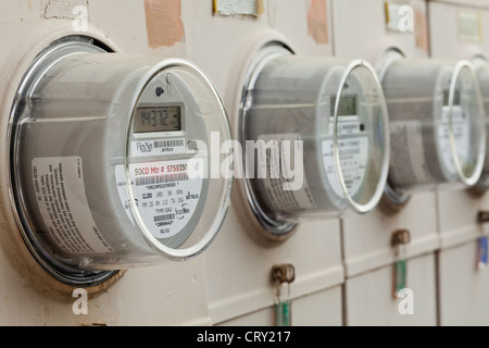 Digital Electric Meters for Apartment Complex Stock Photo