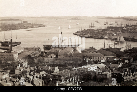 View of Harbor, Boston, 1886 Stock Photo