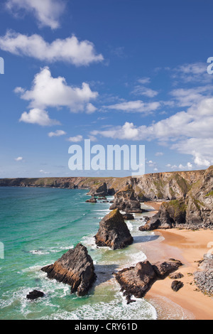 The Bedruthan Steps on the north Cornwall coastline of England. Stock Photo