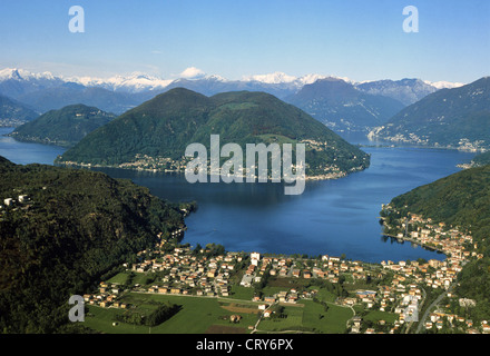Europe Switzerland Canton of Ticino  Lugano Lake view Stock Photo