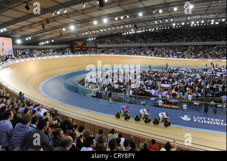 Track Cycling at the London 2012 Olympic Velodrome Stock Photo