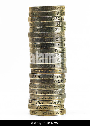 A pile of British pound coins Stock Photo