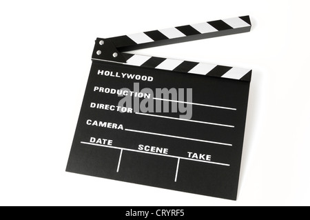 clapperboard color black on a white background Stock Photo