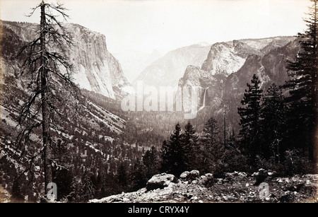 Yosemite Valley From The Mariposa Trail, by Carleton Watkins, 1866 Stock Photo