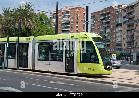 Murcia Tram Line 1, Spain, Opened in June 2011 trams run from Estadio Nueva Condomina  to University of Murcia campus, Murcia, Stock Photo