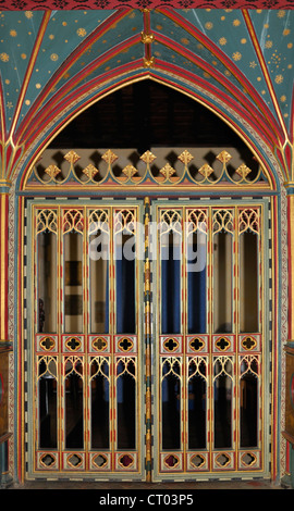 The fifteenth century Rood Screen from Jervaulx Abbey, St Andrew's Church, Aysgarth, England Stock Photo