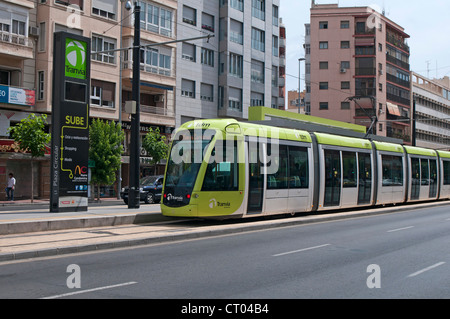 Murcia Tram Line 1, Spain, Opened in June 2011 trams run from Estadio Nueva Condomina  to University of Murcia campus, Murcia, Stock Photo