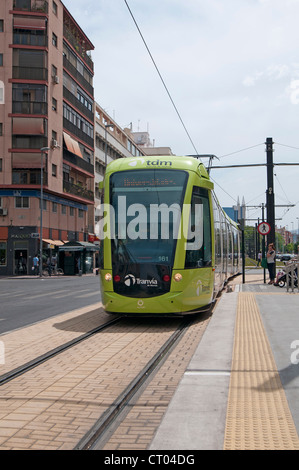 Murcia Tram Line 1, Spain, Opened in June 2011 trams run from Estadio Nueva Condomina  to University of Murcia campus, Murcia, Stock Photo