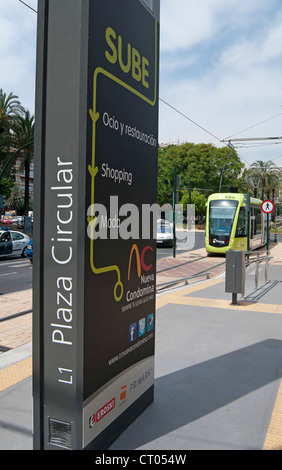 Murcia Tram Line 1, Spain, Opened in June 2011 trams run from Estadio Nueva Condomina  to University of Murcia campus, Murcia, Stock Photo