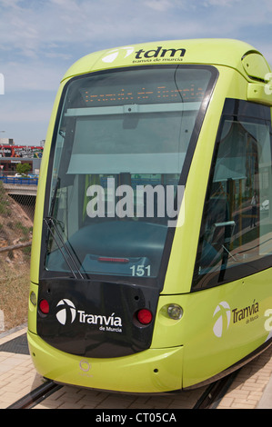 Murcia Tram Line 1, Spain, Opened in June 2011 trams run from Estadio Nueva Condomina  to University of Murcia campus, Murcia, Stock Photo