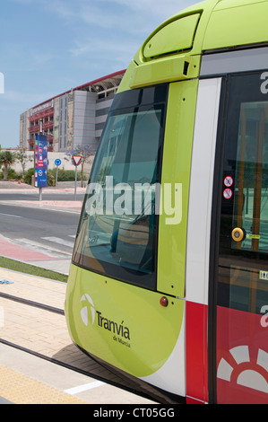 Murcia Tram Line 1, Spain, Opened in June 2011 trams run from Estadio Nueva Condomina  to University of Murcia campus, Murcia, Stock Photo