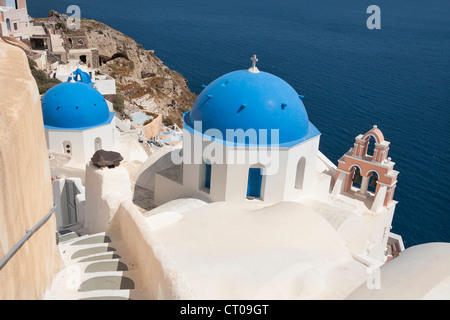 Agios Spiridonas Church in front, and Anastasi Church behind, Oia ...