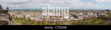 Panoramic shot over Edinburgh from the Castle Stock Photo